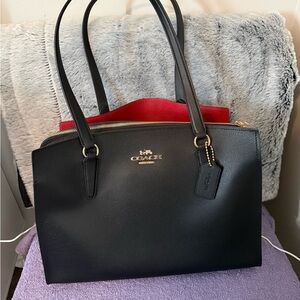 Big Coach Black and Red Leather Tote